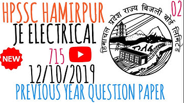 JE Electrical Question Paper Solution|12/10/2019| Post code 715| Part 02