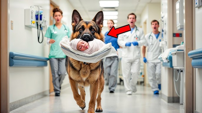 A German Shepherd Arrives At The Hospital With A Baby… What Happens Next  Will Make You Cry!