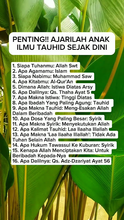 PENTING! AJARILAH ANAK ILMU TAUHID SEJAK DINI #ajarilahanakilmutauhid