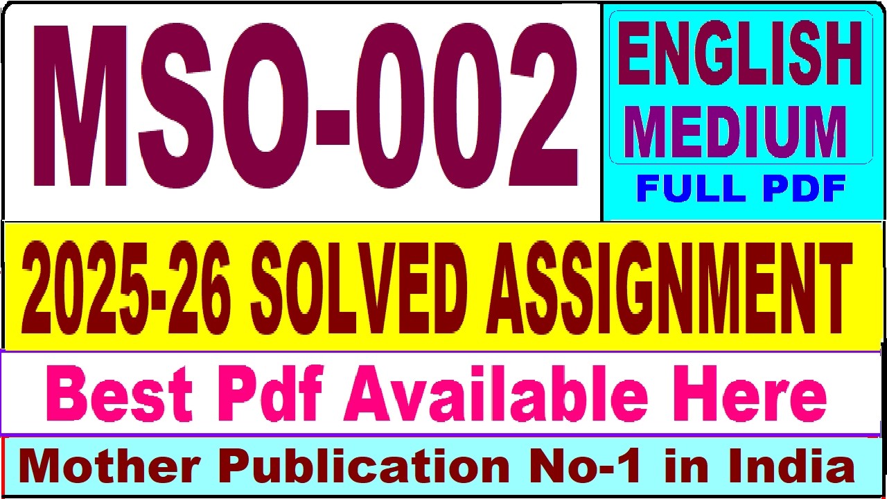 MSO 002 solved assignment 2025-26 || mso 002 solved assignment 2026 in English || ignou mso2