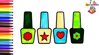 How to Draw NAIL POLISH for Kids Nail Polish Coloring Pages for Kids and Toddlers Drawing Painting