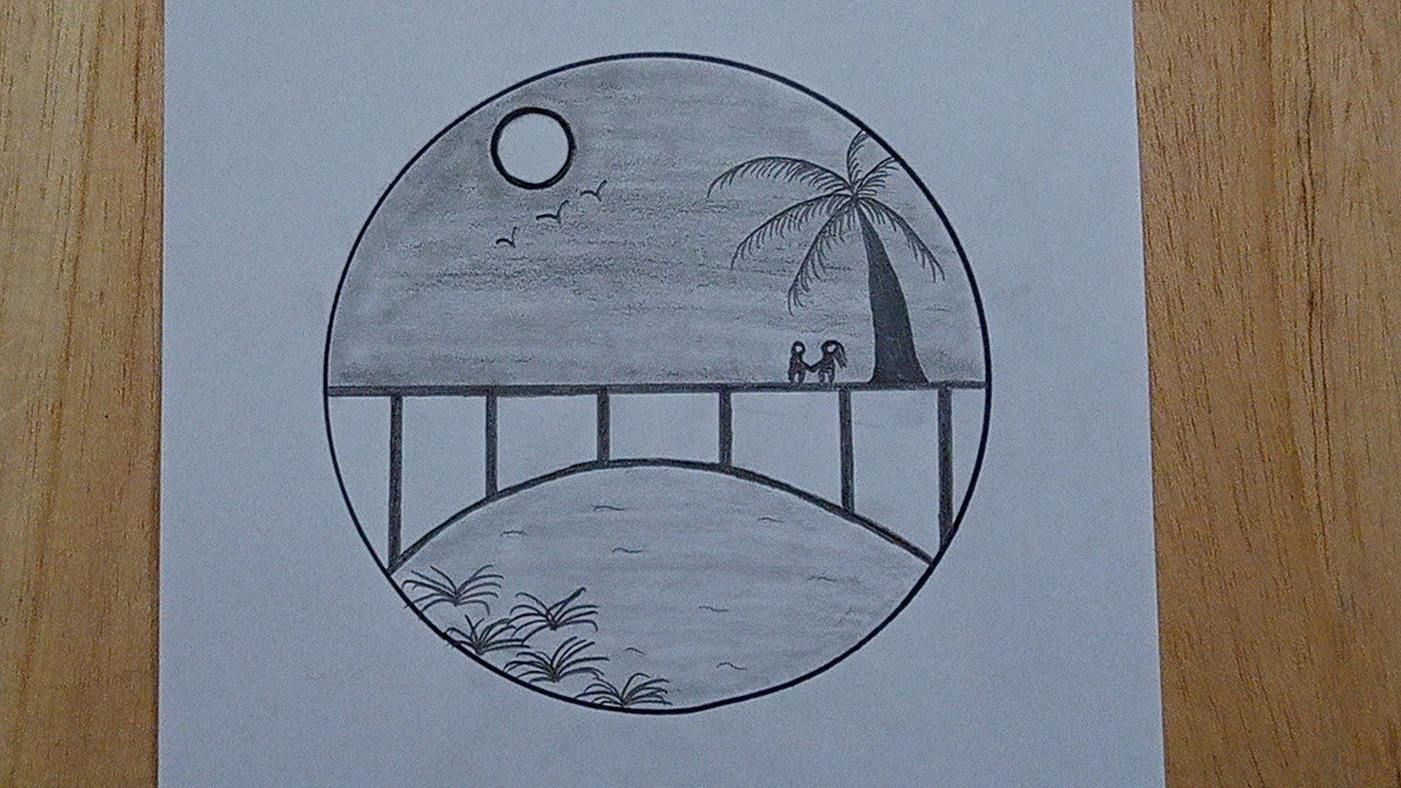 Easy circle scenery drawing/circle scenery drawing step by step circle ...