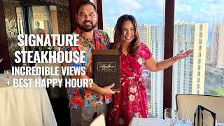 Inside Signature Steakhouse at the Ala Moana Hotel - Incredible Views The Biggest Happy Hour Menu