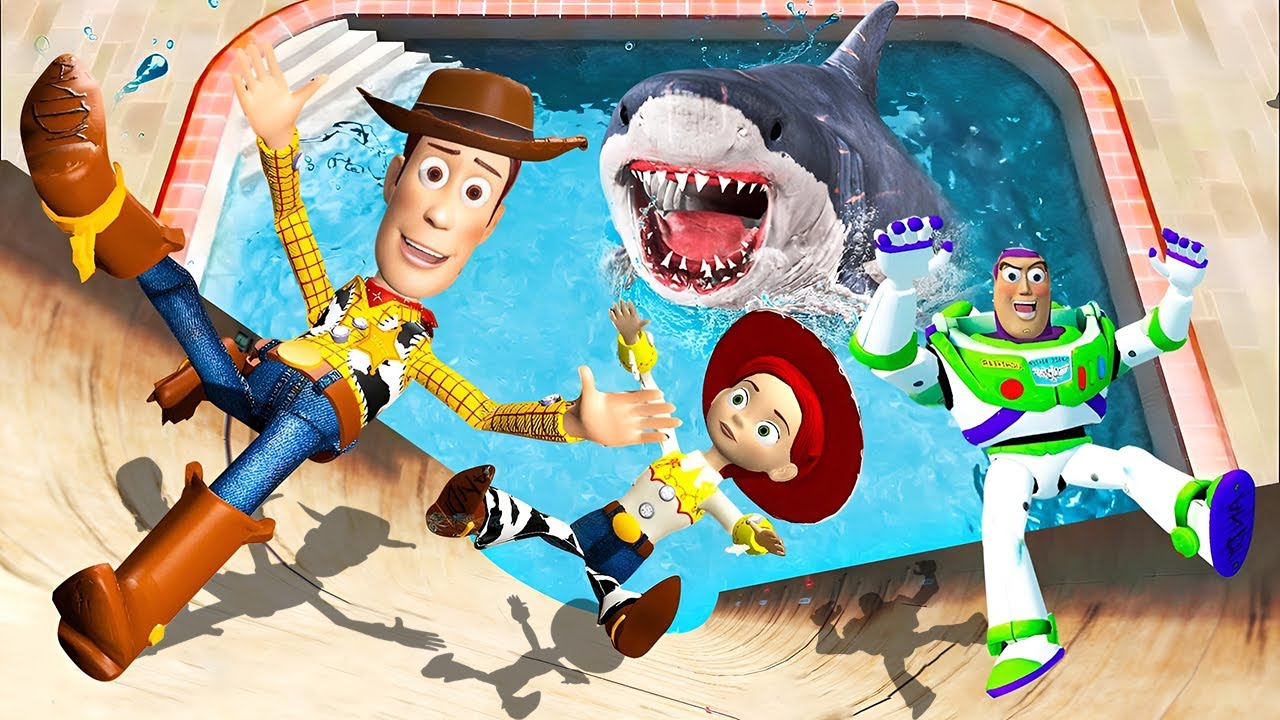 GTA 5 Toy Story Team Funny Water Ragdolling and Fails (Woody, Buzz, Jessie)