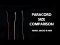 Paracord Size Comparison Part 3