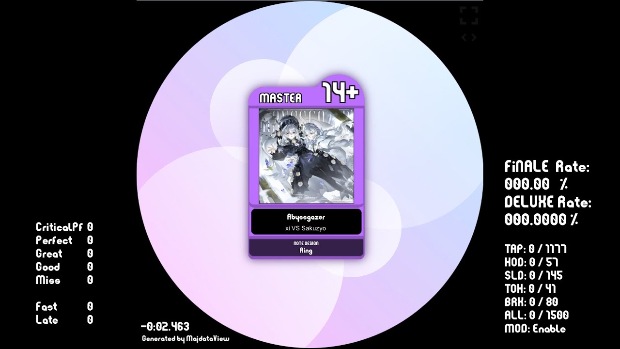 Maimai 創作譜面: Abyssgazer - xi VS Sakuzyo (Lv.14+)