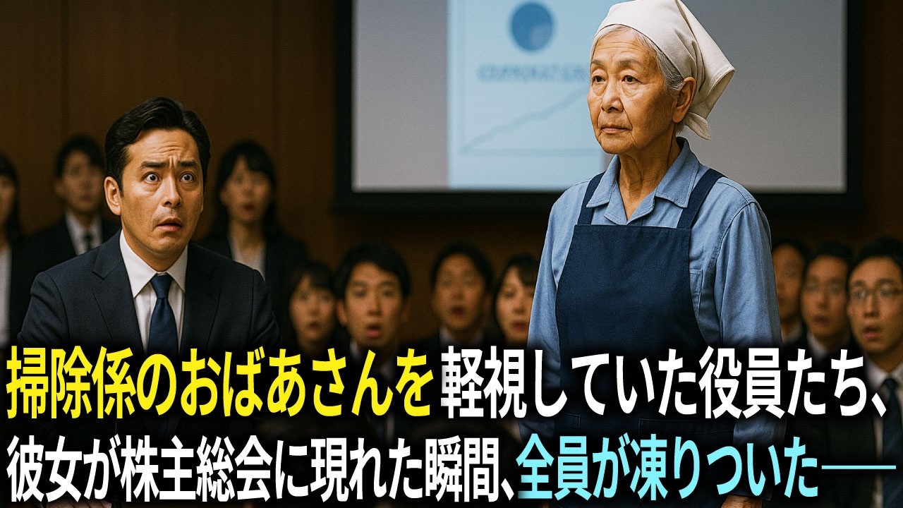 掃除係のおばあさんを軽視していた役員たち、彼女が株主総会に現れた瞬間、全員が凍りついた――。