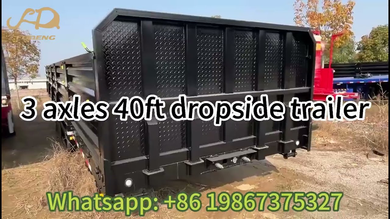 Heavy Duty 3 Axles 40ft Dropside Trailer Bulk Cargo Transportation 60 Tons Sidewall Trailer