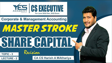 CS Exe. CMA – Share Capital  (Lecture 2 ) | June22/Dec22 | CA CS Harish A Mathariya