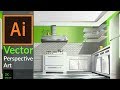 Drawing Vector Perspective 3D Kitchen in adobe illustrator CC . Drawing Vector Perspective 3D Kitchen in adobe illustrator CC .