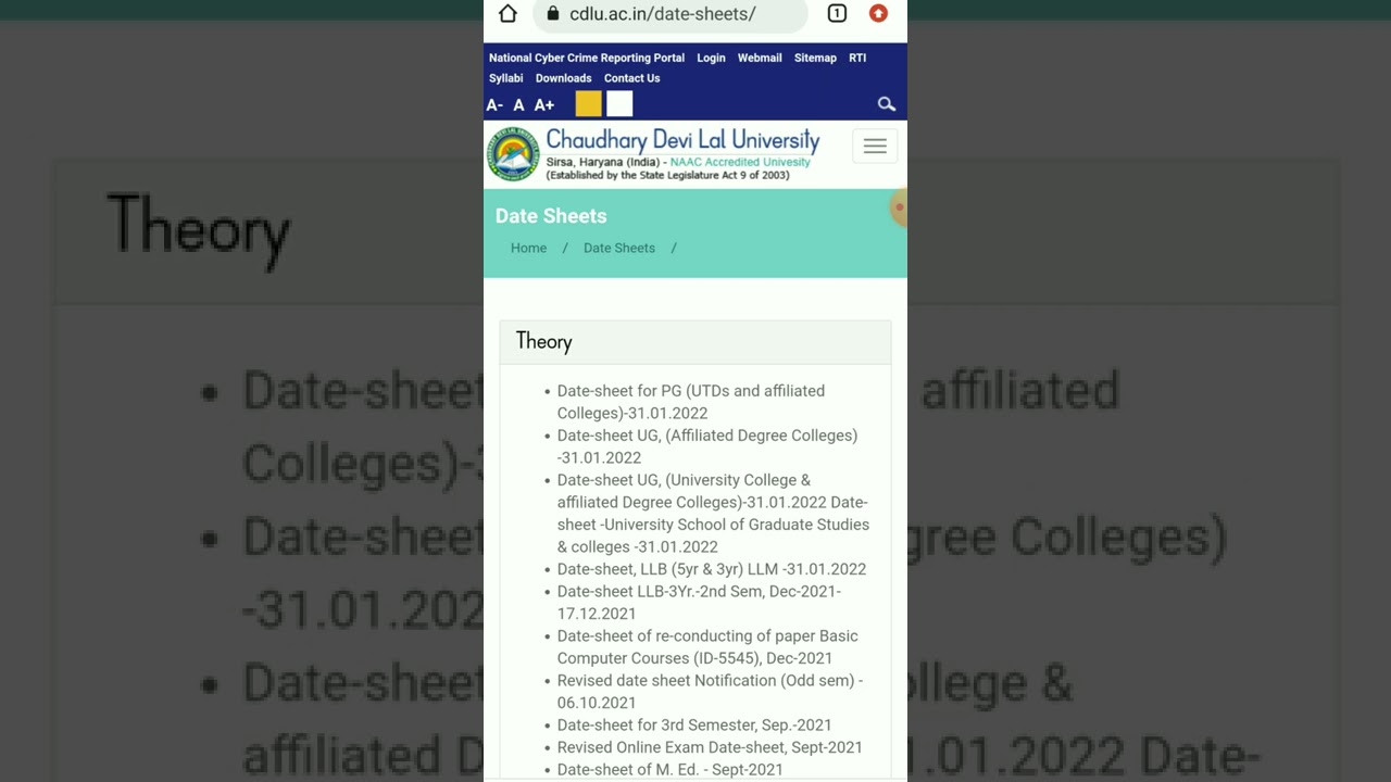 CDLU, Sirsa  Feb 2022 Examination Datesheet announced officially