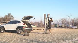 200mm Binocular telescopes set up
