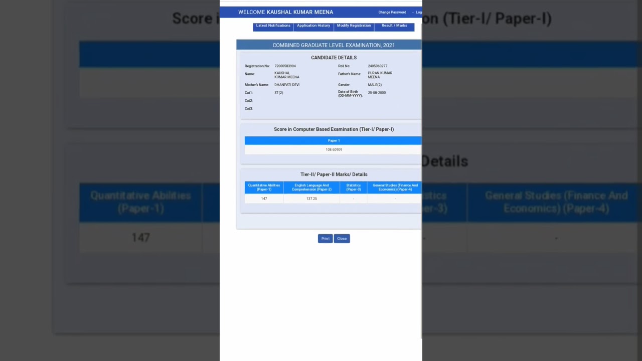 SSC CGL 2021 MARK OUT  || MY SCORE CARD 😓 SSC RESULT