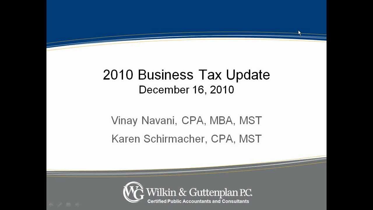 Wilkin & Guttenplan, PC Business Tax Concerns, Dec 2010