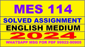 mes 114 solved assignment 2024 | mes 114 solved assignment in english 2023-24 | mes 114 2024