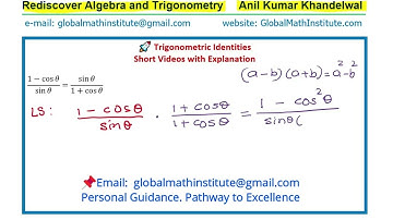 (1-cos⁡θ)/sin⁡θ =sin⁡θ/(1+cos⁡θ ) Q1 Trigonometric Identities Made Simple Rediscover Algebra