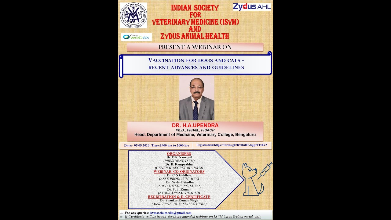 ISVM and Zydus Animal Health webinar 05092020 Recording YouTube