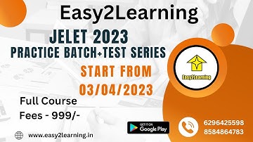 JELET 2023 Practice Batch + 40Test Series | 999/- Only | #jelet #jelet2023