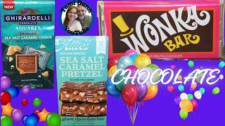 Wonka Bar, Ghirardelli Sea Salt Caramel Cookie, Allie’s Artisan Snacks Sea Salt Caramel Pretzel