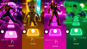 SPIDER-MAN vs GROOT vs IRON MAN vs HULK | Tiles Hop EDM Rush