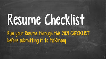 McKinsey, BCG, Bain RESUME CHECKLIST