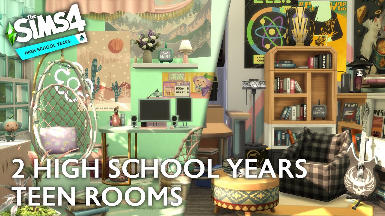 2 High School Years themed Teen Rooms | The Sims 4 Stop Motion Speed Build | No CC