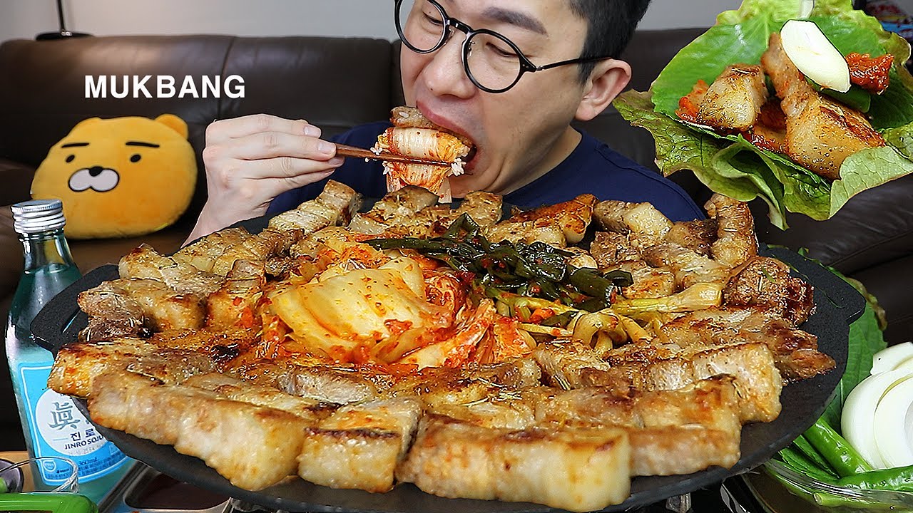 ASMR MUKBANGㅣRosemary Pork Belly & Kimchi & Green Onion KimchiㅣEATING SHOW
