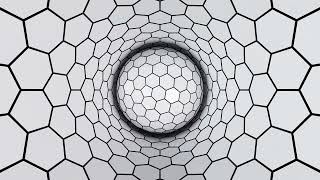 Rotating White Hexagonal Ball in Tunnel Optical Illusion Background 4K VJ Loop Video | No Copyright
