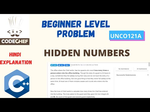 HIDDEN NUMBERS -UWCO121A || codechef  beginner solution  c++ | hindi video