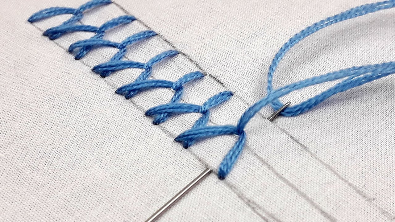 hand embroidery Plaited Fly Stitch | basic hand embroidery tutorial ...