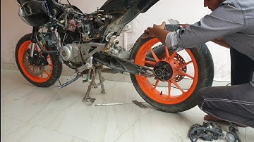 Part -2 how to install ktm wheel, mono suspension and ktm swingarm in pulsar 220 or 180