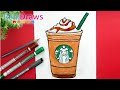 Cómo dibujar un CAFÉ STARBUCKS - Paso a paso