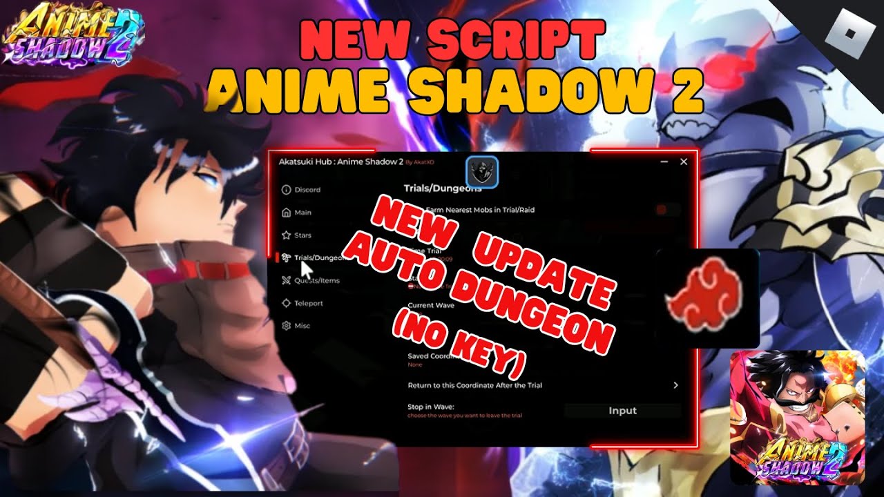 NEW SCRIPT ANIME SHADOW 2 - VỚI Akatsuki Hub NO KEY (AUTO FARM , ROLL ...