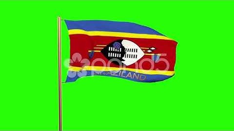 Swaziland Flag With Title Waving In The Wind. Looping Sun Rises Style