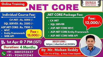 .NET CORE Online Training @ DURGASOFT