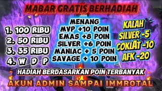 MABAR GRATIS MOBILE LEGENDS LIVE PUSH RANK SAMPAI END LIVE