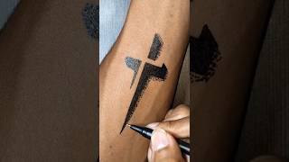 3D cross symbol tattoo design on wrist with gel pen #viral #cross #shorts #shortvideo