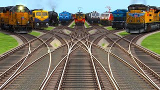 09 Trains Crossing At Bumpy Curves Railroad Tracks Train Animation Videos For Toddlers