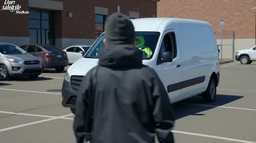 Auto Security Robot Deters Would-Be Car Thieves in Parking Lot.