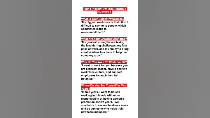 TOP 4 INTERVIEW QUESTIONS & ANSWERS! (How to ANSWER COMMON Interview Questions!) #interviewquestions