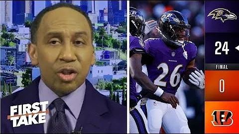 FIRST TAKE | Stephen A. reacts to Lamar Jackson outduels Joe Burrow as Ravens blowout Bengals 24-0
