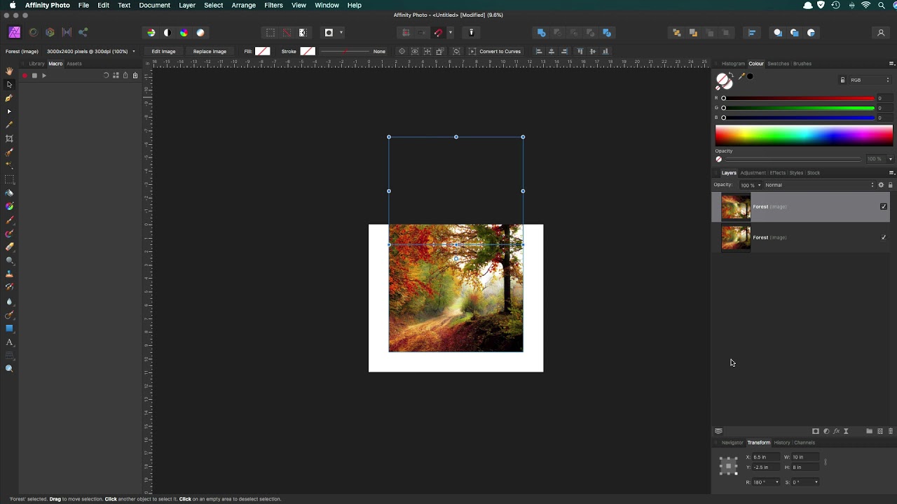 Affinity Photo: Canvas Mirror Wrapping 10in x 8in