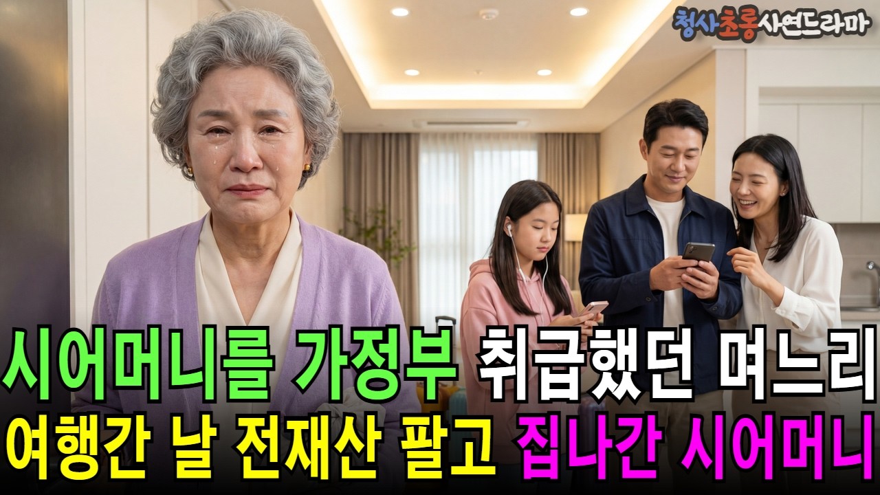 가정부 취급받던 시어머니 며느리 여행가자 전재산 팔아버렸어요 | 오디오드라마 가족사연 노후사연 황혼사연 감동사연 이혼사연 반전사연 복수사연 통쾌사연 |