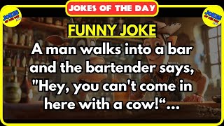 🤣 Jokes Of The Day ✔️ - Bar Joke about a man and his cow. #jokesoftheday Resimi