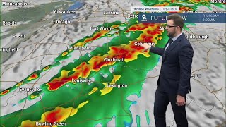 The latest timing on Wednesday's severe weather threat