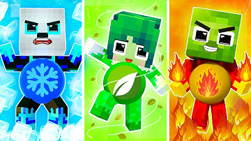 Zombie x Squid Game Doll Fire,Ice and Thunder Battle #2 -  Minecraft Animation