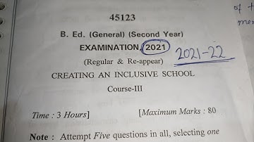 Creative An Inclusive School Question Paper 2021. question paper of creating and inclusive school.