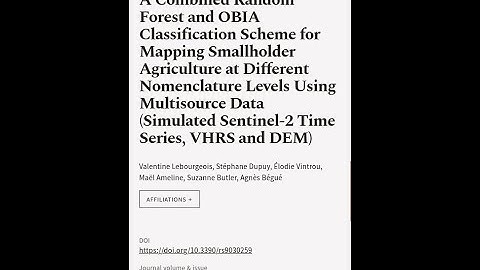 A Combined Random Forest and OBIA Classification Scheme for Mapping Smallholder Agric... | RTCL.TV