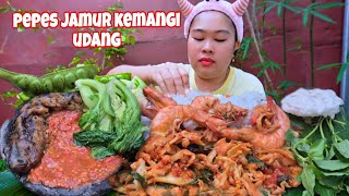 HARI INI AKU MASAK PEPES UDANG JAMUR KEMANGI DAN LANJUT MUKBANG 