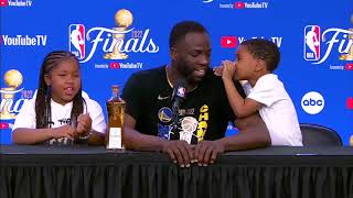 Draymond's son has a priceless reaction to him yelling at his postgame presser 🤣